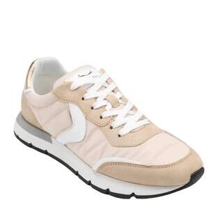 NEW VOILE BLANCHE women's storm suede sneakers in peach/white